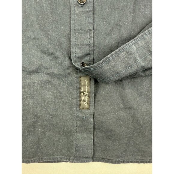 NWT RAG & BONE Griffin Hemp-Cotton Button Up Shirt Navy Size XL $268 - Picture 6 of 9